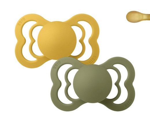 2 chupetas BIBS Supreme Honey Bee/Látex Olive
