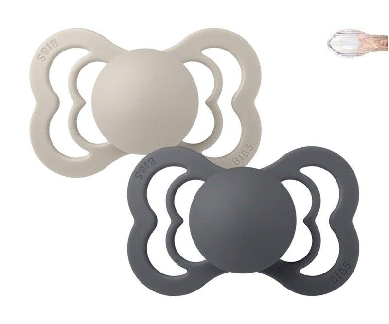 2 Chupetes BIBS Supreme Sand/Iron Silicona 0-6m