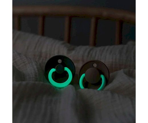 2 BIBS Color Night Pacifiers Symmetrical Sage/Cloud
