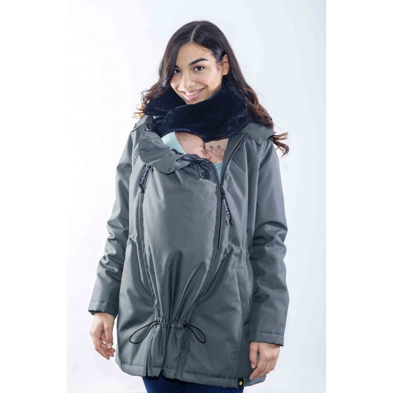 Abrigo de porteo y premamá Wallaby Gris y Negro - Wombat & Co L