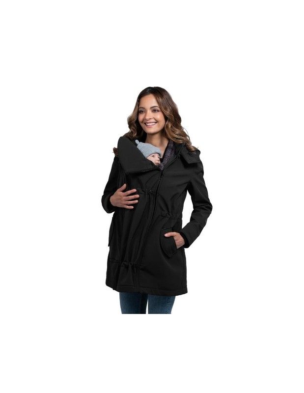 Manteau de portage et maternité Wombat Shell Noir — Noari Kids