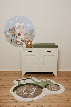 Alfombra Tractor con Latex (110x110 cm) Pequeña Granja Little Dutch