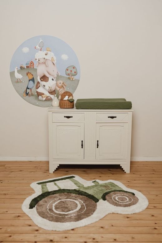 Alfombra Tractor con Latex (110x110 cm) Pequeña Granja Little Dutch