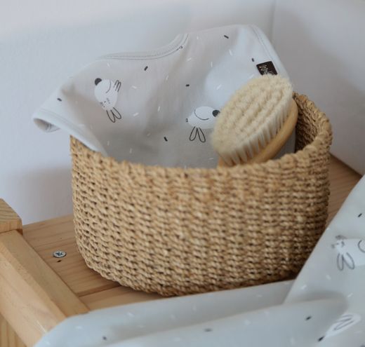 Bavoir imprimé en maille unie avec envers imperméable en tissu éponge - Sonpetit