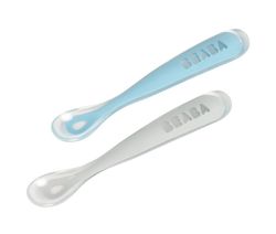 Béaba juego de 2 cucharas soft silicona + estuche 1da edad