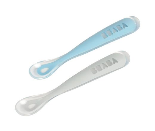 Béaba juego de 2 cucharas soft silicona + estuche 1da edad