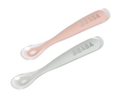 Béaba juego de 2 cucharas soft silicona + estuche 1da edad