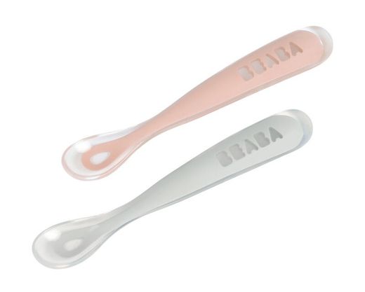 Béaba juego de 2 cucharas soft silicona + estuche 1da edad
