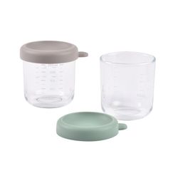Béaba pack de 2 tarritos de cristal 250ml gris/verde