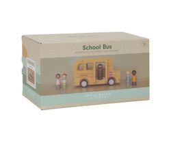 Kleiner holländischer Schulbus und Stapelfiguren
