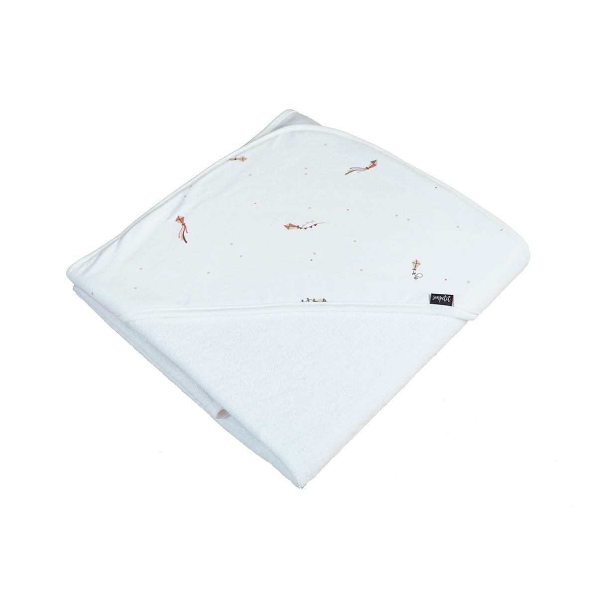 Capa de baño estampada con reverso de rizo algodón orgánico - Sonpetit Cometas