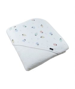 Printed bath cape with organic cotton terry cloth reverse - Sonpetit