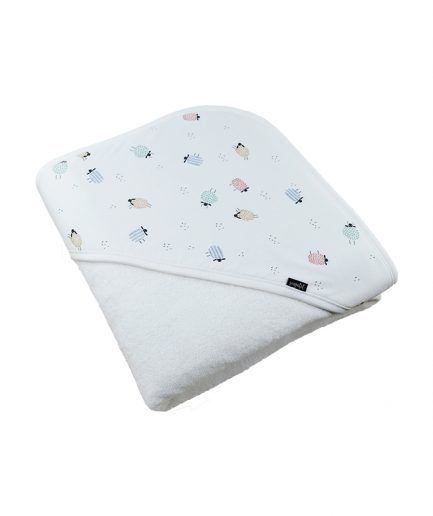 Printed bath cape with organic cotton terry cloth reverse - Sonpetit
