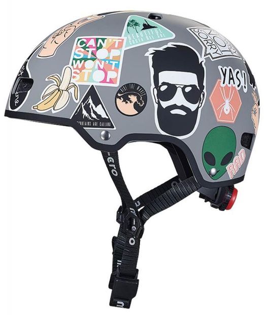 Casco Micro Sticker con luz LED