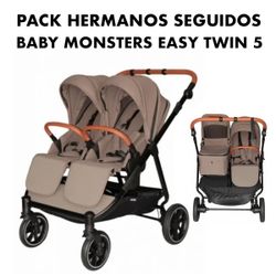 Cochecito Baby Monsters Easy Twin 5 con 1 capazo - Pack para hermanos seguidos