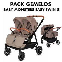 Cochecito Baby Monsters Easy Twin 5 con 2 capazos - Pack para gemelos