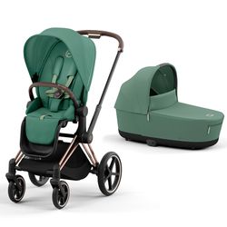 Passeggino completo Cybex PRIAM 2025 (con seduta e navicella) - Oro rosa / Verde foglia