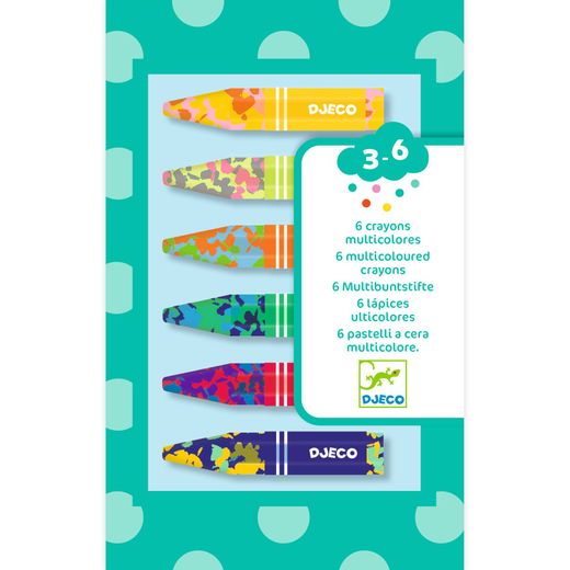 Couleurs pour enfants 6 crayons multicolores Djeco