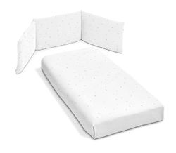 TESORI CO-SLEEPING crib, white (120x60) complete with mattress, quilt + protector (includes co-sleeping kit)