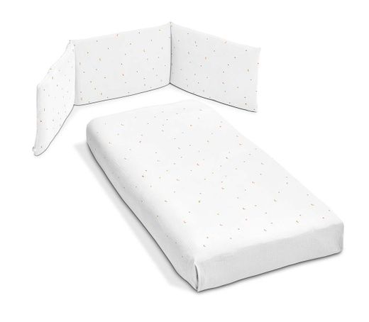 TESORI CO-SLEEPING crib, white (120x60) complete with mattress, quilt + protector (includes co-sleeping kit)