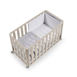 Berço DOCO Sleeping 120x60 - Bege com colchão, edredom e protetor de berço.
