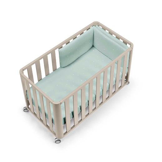 Berço DOCO Sleeping 120x60 - Bege com colchão, edredom e protetor de berço.
