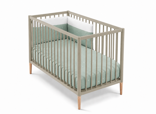 Cuna 120x60 TESORI Beige con colchón, colcha y protector
