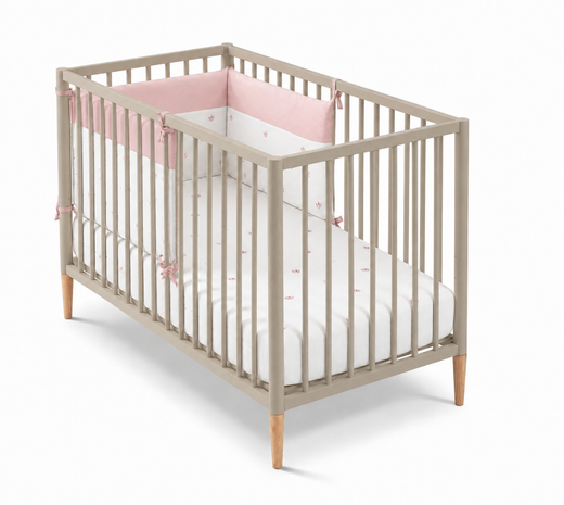 Cuna 120x60 TESORI Beige con colchón, colcha y protector