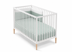 Cuna 120x60 TESORI Blanco con colchón, colcha y protector