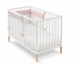 Cuna 120x60 TESORI Blanco con colchón, colcha y protector