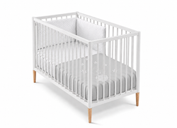Cuna 120x60 TESORI Blanco con colchón, colcha y protector