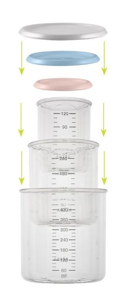 Estuche 3 Tarritos (120 ml/ 240 ml/420 ml) Rosa Palo/ Azul Eléctrico/ Gris
