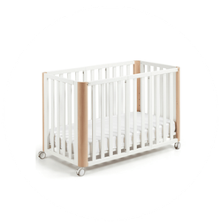 Berço/Cama Mini DOCO Sleeping PLUS++ Branco/Natural (Estrutura com colchão 90x50 incluído)