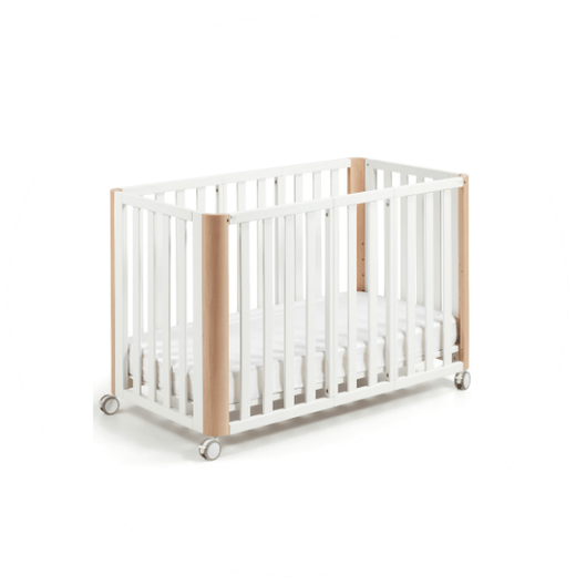 Berço/Cama Mini DOCO Sleeping PLUS++ Branco/Natural (Estrutura com colchão 90x50 incluído)