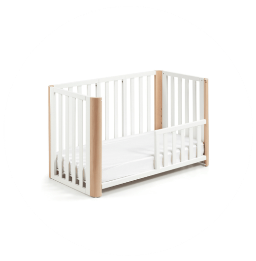 Berço/Cama Mini DOCO Sleeping PLUS++ Branco/Natural (Estrutura com colchão 90x50 incluído)