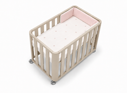 Minicuna 90x50 DOCO Sleeping - Beige con colchón, nórdico, protector y bajera