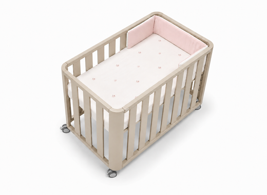 Minicuna 90x50 DOCO Sleeping - Beige con colchón, nórdico, protector y bajera