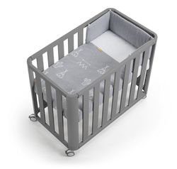 Minicuna 90x50 DOCO Sleeping - Gris con colchón y nórdico