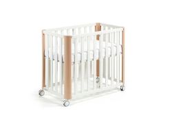Minicuna DOCO Sleeping PLUS++ Blanco/Natural (Estructura con colchón 90x50 y 120x60 incluido)