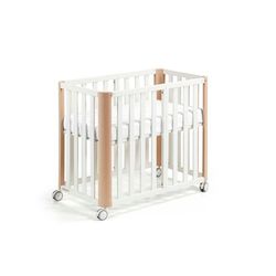 Minicuna DOCO Sleeping PLUS++ Blanco/Natural (Estructura con colchón 90x50 y 120x60 incluido)