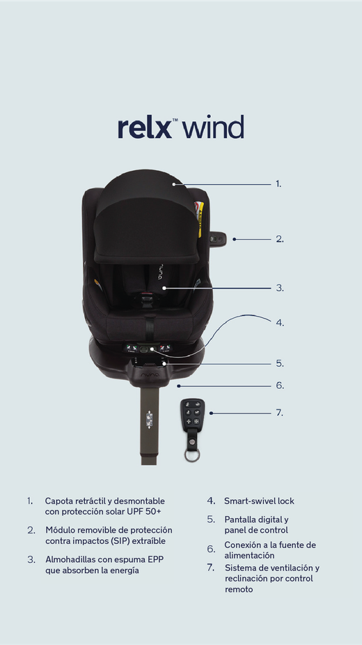Nuna RELX Wind (+inteligente y con ventilación) (40-105cm giratoria)