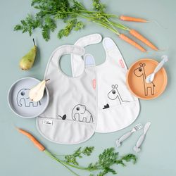 Pack de 2 bavoirs avec velcro et poches Done By Deer