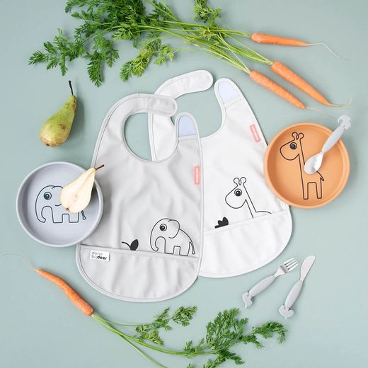 Pack de 2 bavoirs avec velcro et poches Done By Deer