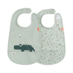 Pack de 2 bavoirs avec velcro et poches Done By Deer