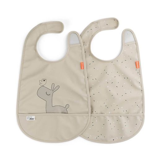 Pack de 2 bavoirs avec velcro et poches Done By Deer