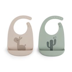 Pack de 2 bavoirs en silicone avec poche Done By Deer
