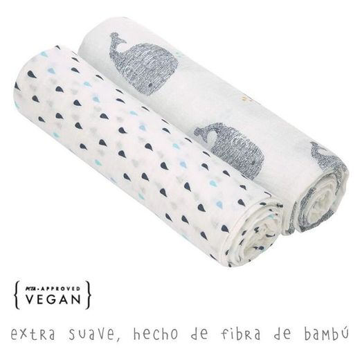 Pack 2 muselinas de bambú 120x120cm LÄSSIG