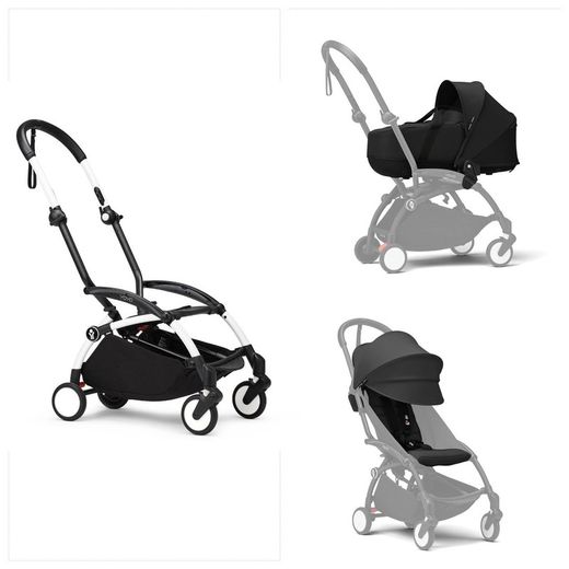 Carrinho de bebê Stokke YOYO3 com moisés e assento (chassi branco)