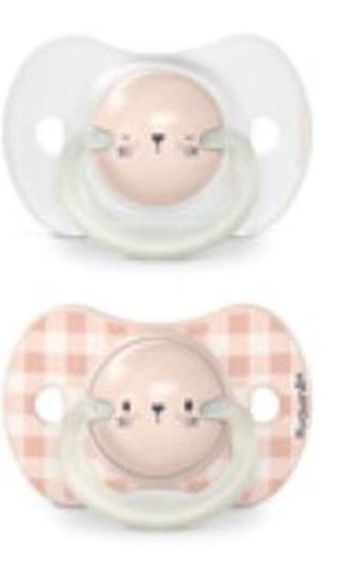 Pack x2 chupetes de silicona con anilla luminosa 6/18m Suavinex Conejo