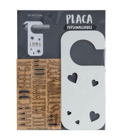 Placa de maçaneta com kit de letras, modelo Hearts